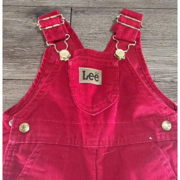 Vintage Lee Toddler Corduroy Overall Bib‎ Red Union Made USA 18 M - Picture 3 of 6